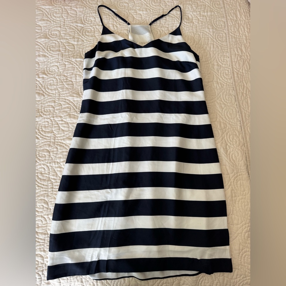 J Crew Navy and White Striped Slip Dress size 2